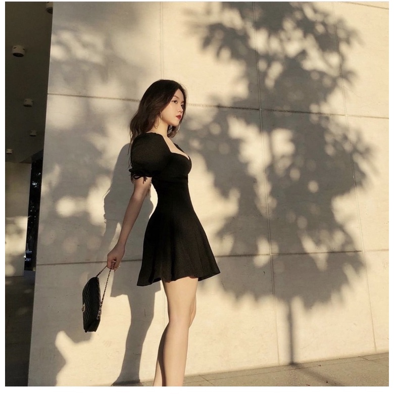 ĐẦM CÚP NGỰC TAY PHỒNG NƠ 3 MÀU