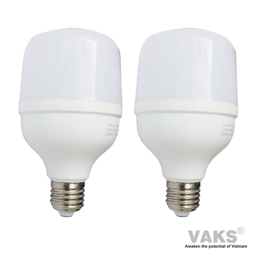 02 cái bóng đèn Led trụ đuôi vặn tròn E27, 20W, 220VAC - Kín nước - Ánh sáng trắng