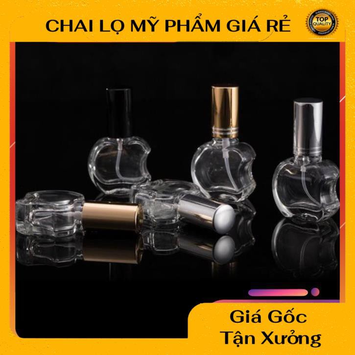 Vỏ Chai lọ chiết nước hoa hình táo thủy tinh 10ml , chai lọ chiết nước hoa , lọ đựng dầu thơm , phụ kiện du lịch