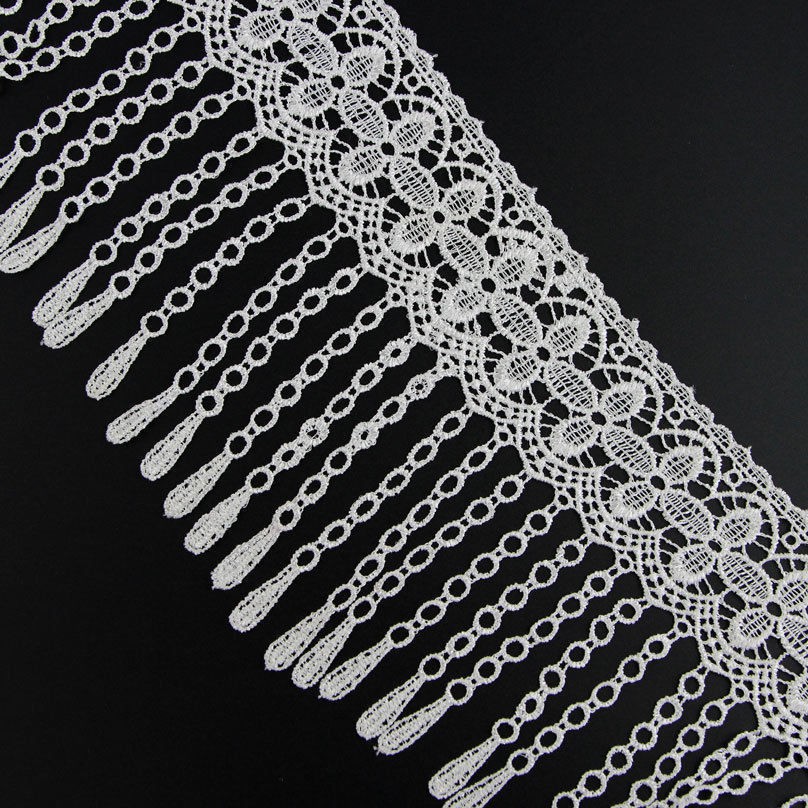 Dải Dây Vải Ren Hoa Phối Tua Rua Nhiều Màu Sắc Độc Đáo