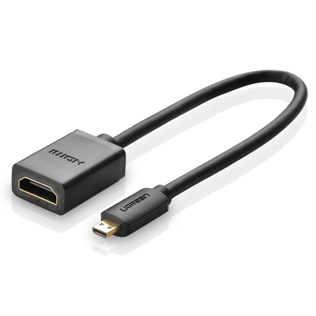 Cáp chuyển đổi micro HDMI đực sang HDMI cái dài 20cm UGREEN 20134 (màu đen) - Hàng chính hãng bảo hành 12 tháng