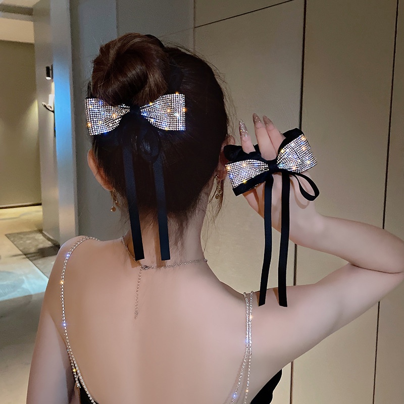Dây Cột Tóc Hình Nơ Đính Đá Phong Cách Hàn Quốc Cho Nữ