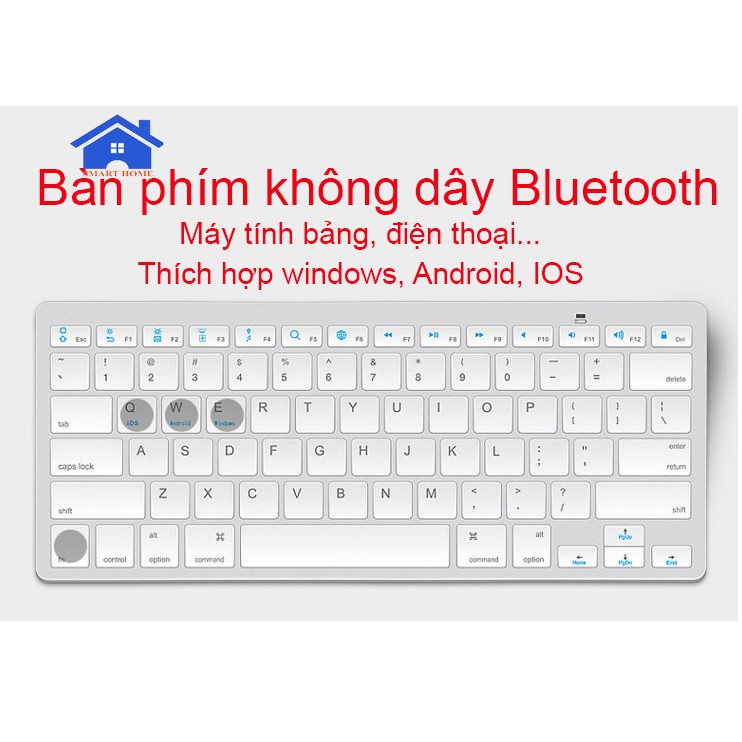 Bàn Phím Không Dây Bluetooth Mỏng - Đẹp - Phím ấn cực nhẹ - Dùng cho - Điện Thoại - Máy Tính Bảng