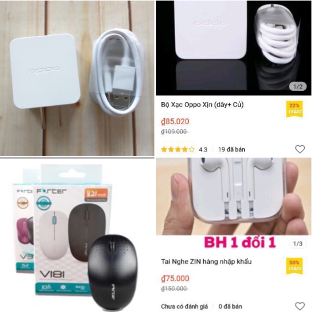 Combo: Bộ xạc oppo Xịn, tai nghe Zin nhập khẩu, 2 chuột máy tính | WebRaoVat - webraovat.net.vn