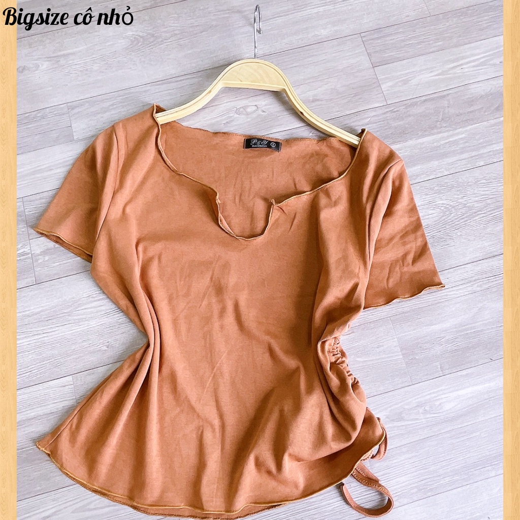 Áo Thun Kiểu Nữ Bigsize 55KG - 95KG Rút Dây Một Bên Che Bụng Tôn Dáng Lên Phom Cực Xinh MÃ A31