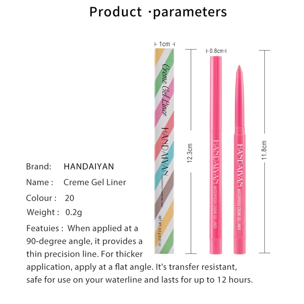 [Hàng mới về] Bút kẻ mắt HANDAIYAN xoay được 6 màu tùy chọn với màu lì/màu ánh ngọc trai lâu trôi không lem