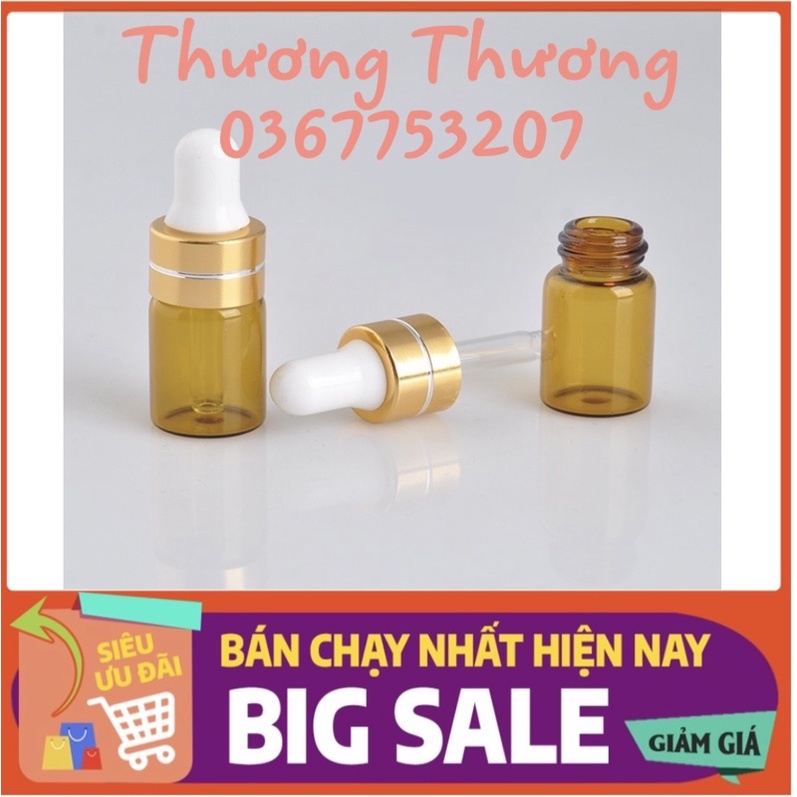 100 chai chiết 3ml mỹ phẩm, serum, tinh dầu thủy tinh