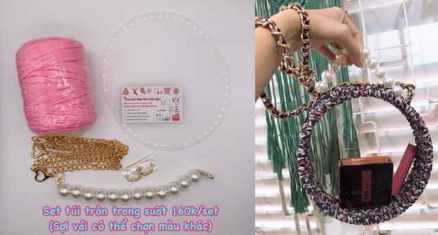 PK túi: Set phụ kiện túi trong suốt (full set gồm sợi vải và pk)