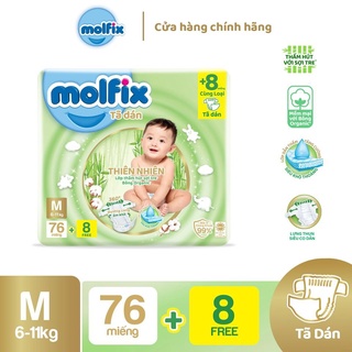 Tã/bỉm dán Molfix Thiên nhiên Super Jumbo M Gói 76+8 miếng
