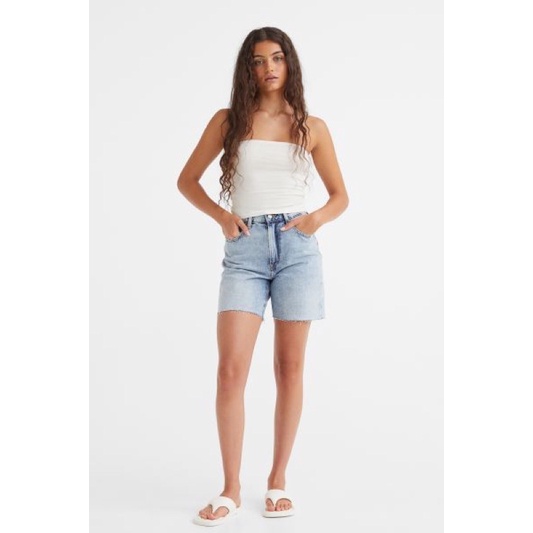 Áo H&M Quây Tube Ribbed Gân Dài Màu Kem