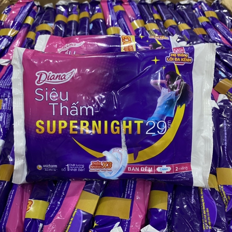 Gói 2 Miếng BVS Diana Ban Đêm Siêu Thấm Super Night 29Cm