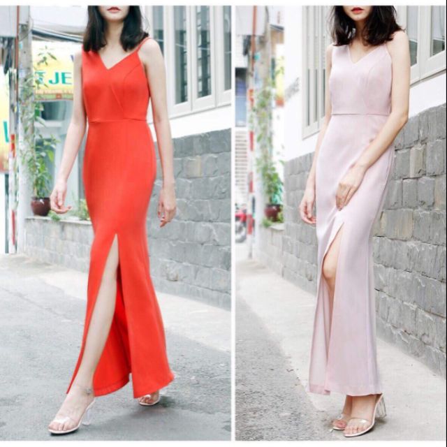 Đầm BCBG dài sang chảnh BCBGMAXAZRIA Asymmetric Shoulder Maxi Dress