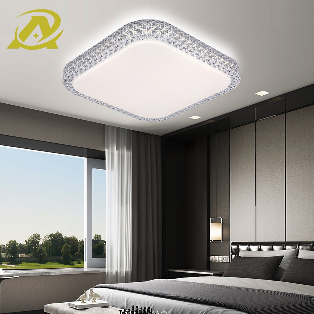 Đèn led ốp trần đổi 3 màu trang trí phòng khách phòng ngủ phòng làm việc hình vuông 9002