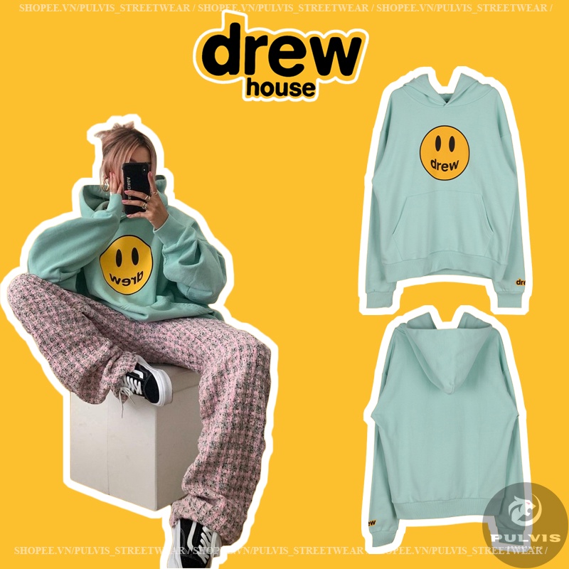 ⚡️[Hight Quality] - Áo Hoodie Justin Bieber Drew House Mascot Pullover Baby Blue cao cấp full tag túi