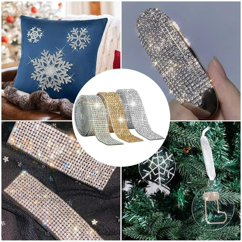 1 Cuộn Băng Keo Đính Đá Pha Lê Lấp Lánh Đa Năng Trang Trí Xe Hơi/ Xe Hơi DIY