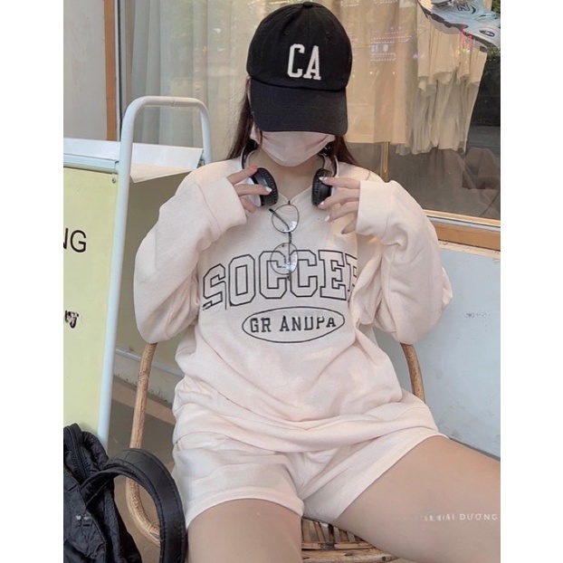 [ẢNH THẬT ]Set Bộ Thể Thao SOCCER Hàn Quốc, Chất Nỉ Tăm Dày Đẹp, Freesize 65kg Đổ Lại, Có Quà Tặng Kèm
