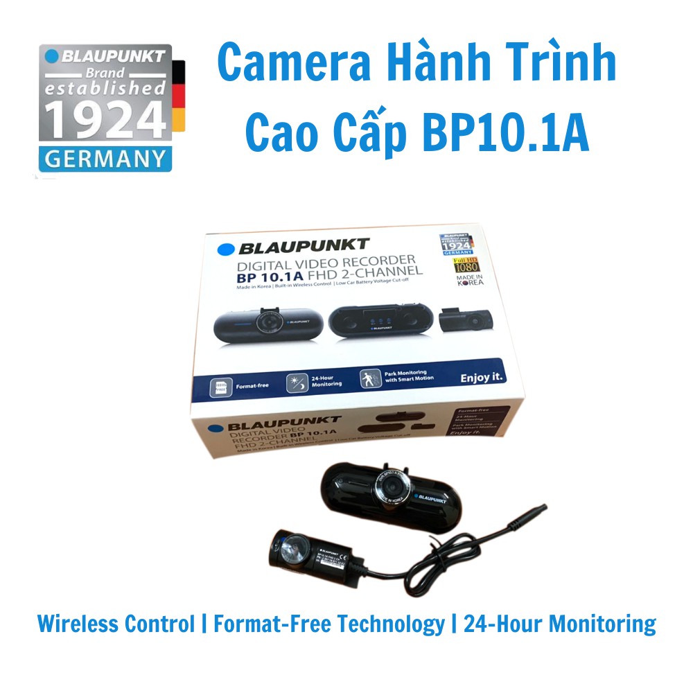 Camera hành trình ô tô Blaupunkt BP10.1A có Wifi, GPS, hoạt động 24/24 ngay cả khi xe tắt máy