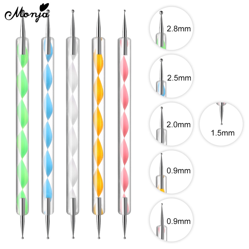 Monja Set 5 Bút Hai Đầu Hỗ Trợ Trang Trí Móng Nghệ Thuật