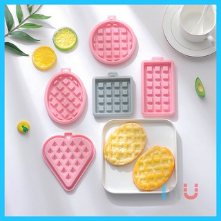 HCM - Khuôn silicon nướng bánh Waffle hình khối Tròn Vuông Chữ Nhật Tim Oval