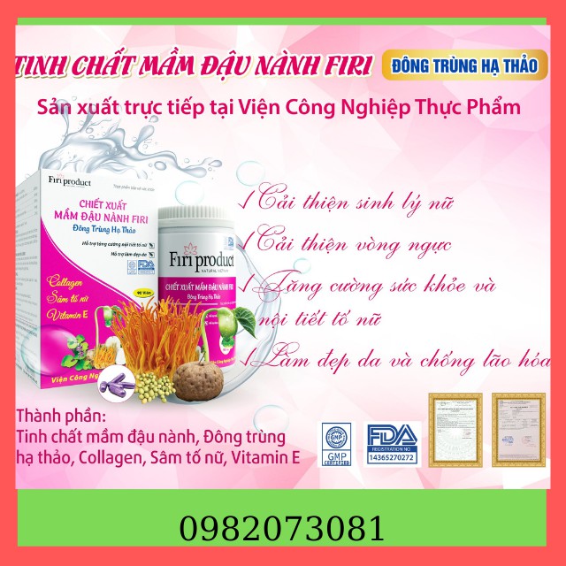[Freeship ,Tăng Nội Tiết Tố, Đẹp Da 100%] Tinh chất mầm đậu nành FIRI Chứa collagen Sâm Tố Nữ Vitamin E ,Chính Hãng | BigBuy360 - bigbuy360.vn