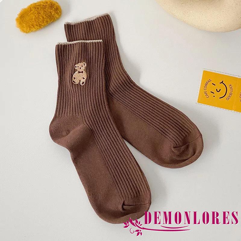 Vớ cotton mềm 6 màu họa tiết gấu dễ thương cho nữ