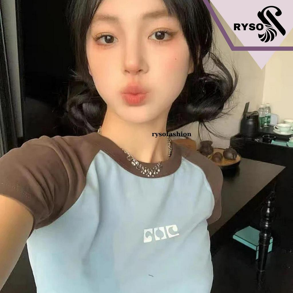 Áo Baby Tee Chất Cotton Co Giãn ,Áo Thun Form Fit Phối Tay RYSO FASHION