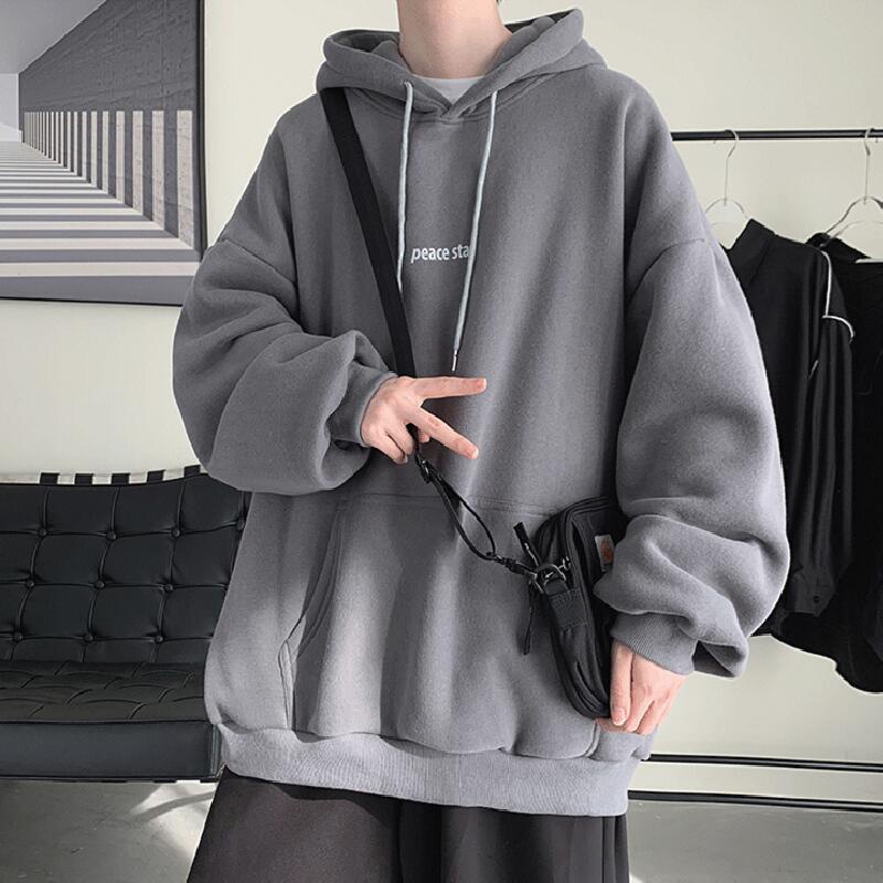 Áo Hoodie Dáng Rộng In Chữ Phong Cách Hip hop Thời Trang Mùa Đông Cho Nam Cỡ M-5XL