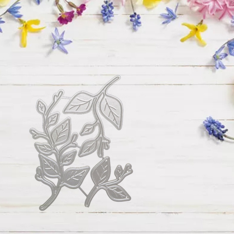 Khuôn thẻ cắt giấy bằng kim loại hình chiếc lá DIY