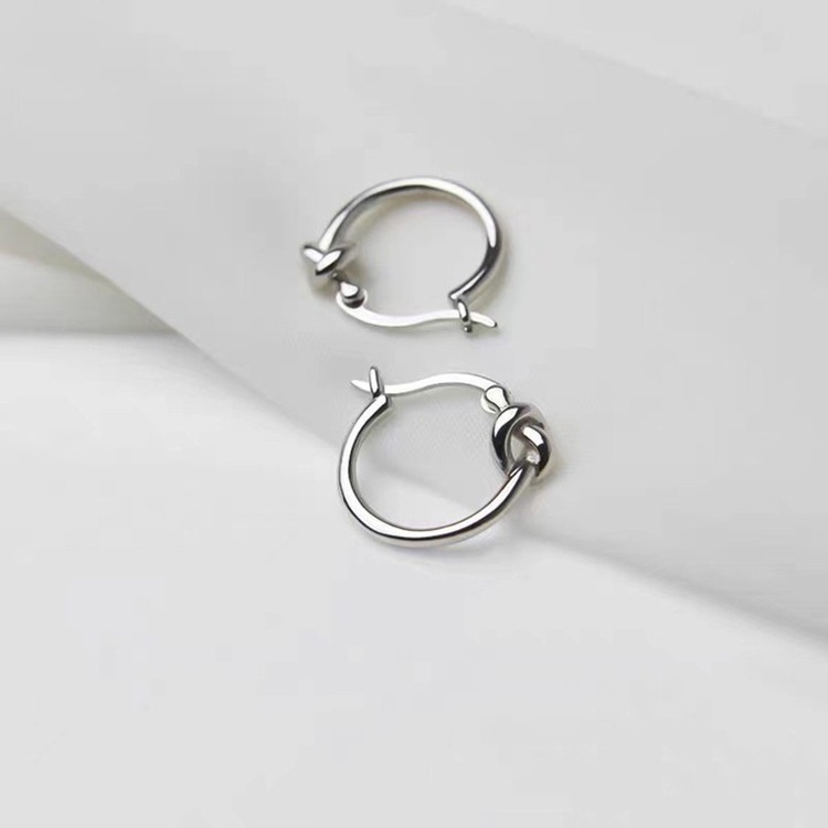 Bông Tai Mạ Bạc 925 Thắt Nút Phong Cách Retro