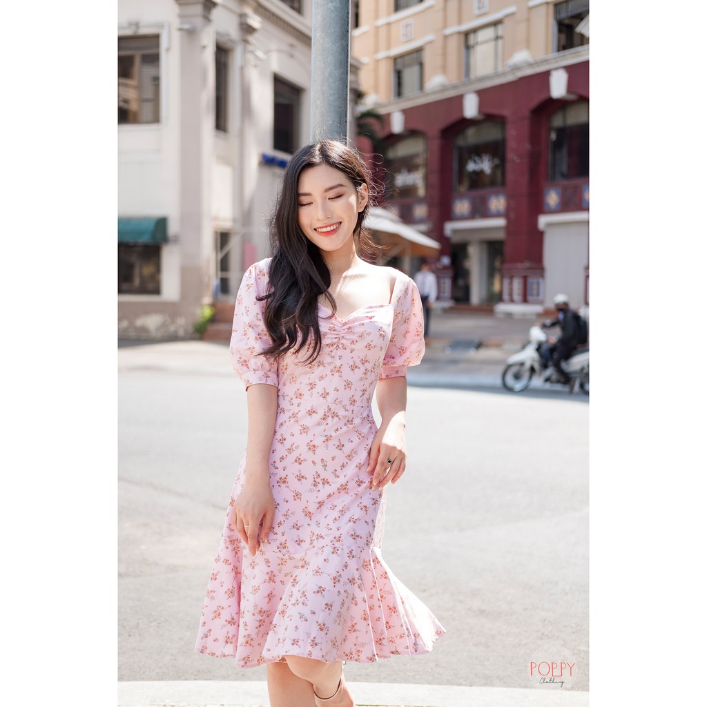 [TẶNG SCRUNCHY][ẢNH THẬT] Đầm hoa nhí nhún ngực tay bồng phối bèo | BigBuy360 - bigbuy360.vn