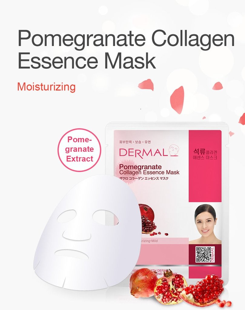 Mặt Nạ Dermal Tinh Chất Lựu Làm Săn Chắc Da Pomegranate Collagen Essence Mask 23g - 10 Miếng