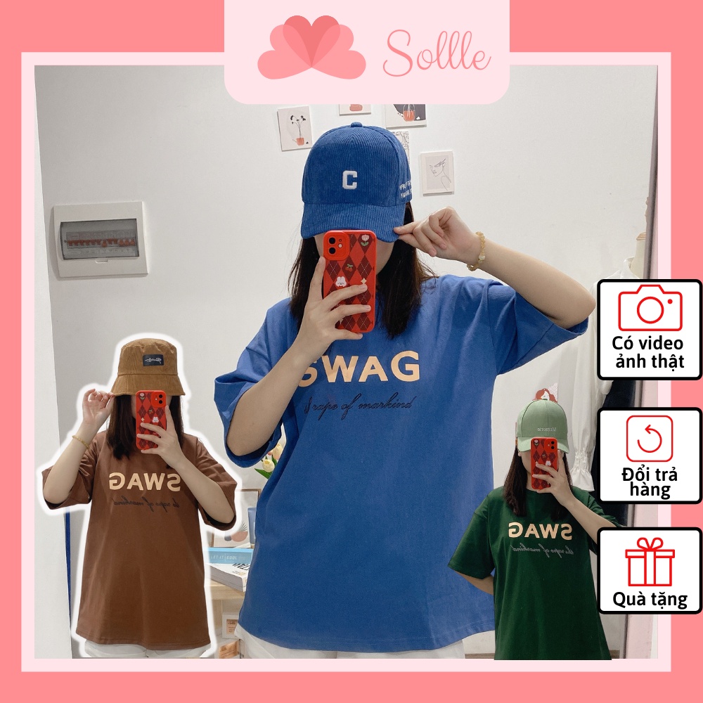 Áo thun nam nữ dáng rộng cotton in hình SWAG áo phông unisex tay lỡ năng động cá tính Sollle