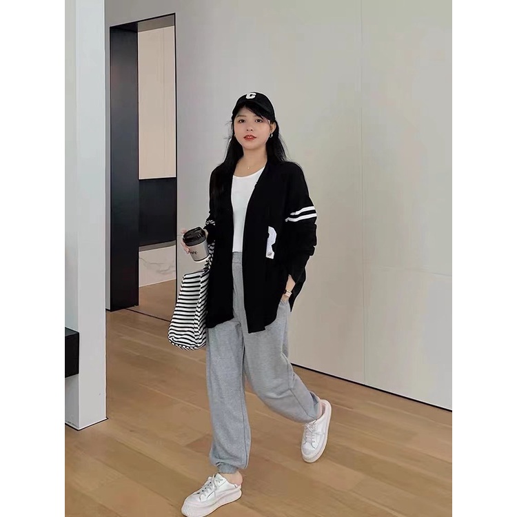 Áo khoác bóng chày cổ chữ V thời trang phong cách Hàn Quốc cho nam/ nữ