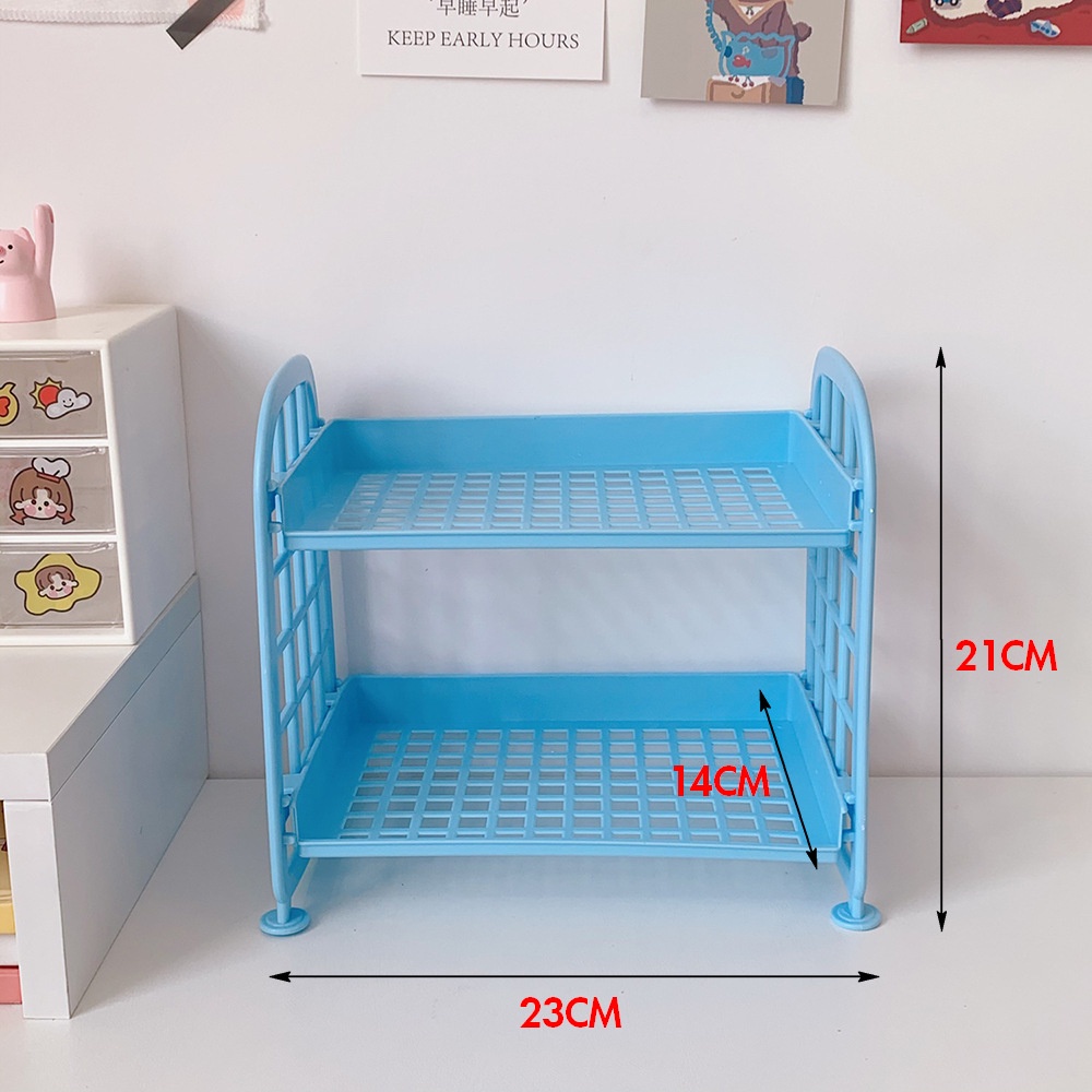 Kệ nhựa mini đựng đồ đa năng để bàn, giá để đồ trang điểm 2 tầng có thể tháo rời tiện lợi, deacor, trang trí bàn học