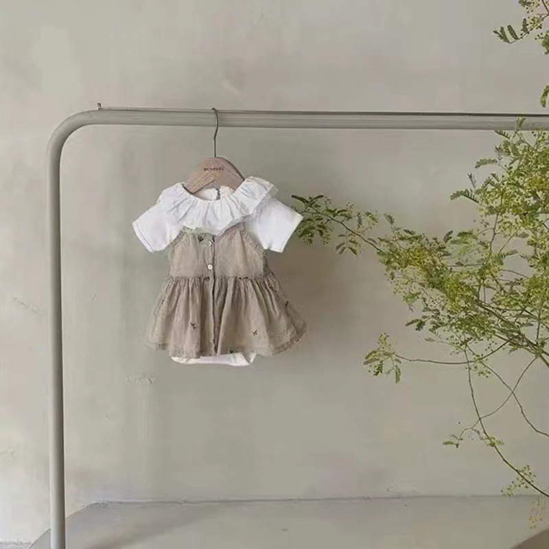 Áo Hai Dây Họa Tiết Hoa Xinh Xắn Phong Cách Vintage Cho Bé Gái