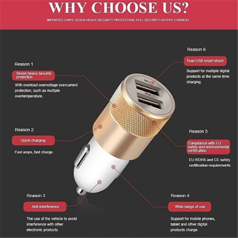 ### Ống Sạc USB Dc 3.1A 2 Chuyên Dụng Cho Điện Thoại