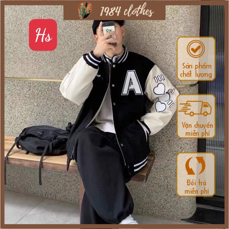 Áo Khoác Bomber Phối Tay Chữ A Chất Nỉ Ngoại Dày Đẹp Mã 428 1984 Clothes Kiểu Dáng Hàn Quốc