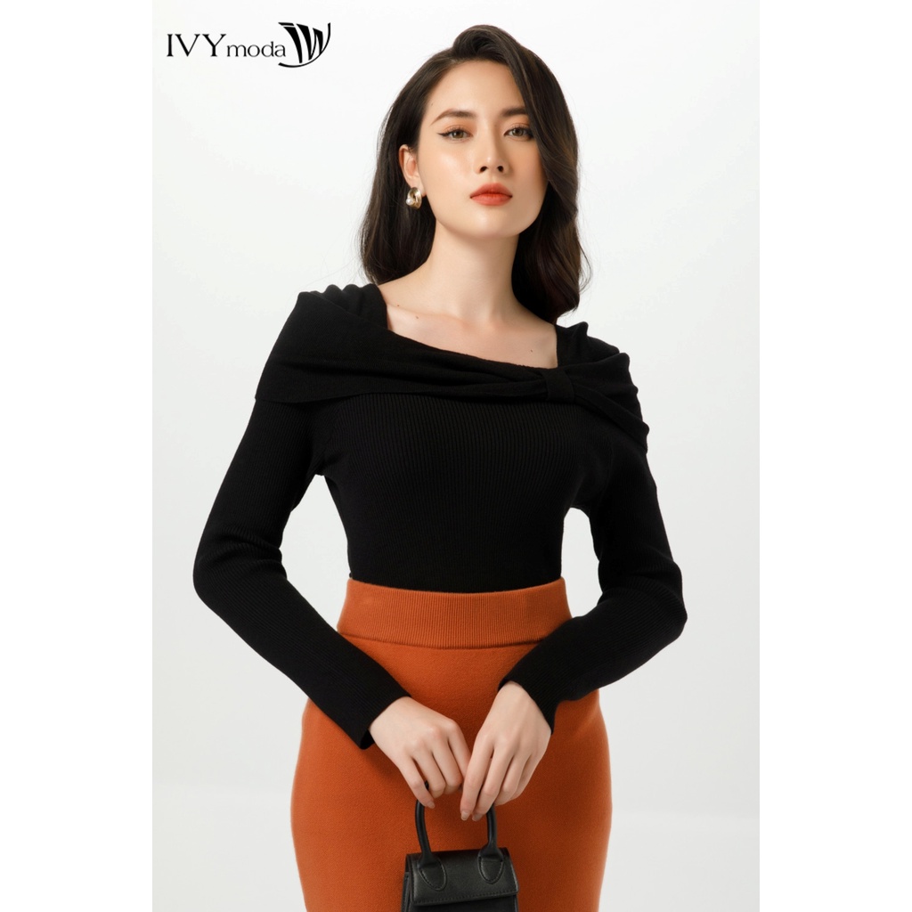 [NHẬP WABRTL5 GIẢM 10% TỐI ĐA 50K ĐH 250K ]Áo len gân cổ cách điệu nữ IVY moda MS 58B8861