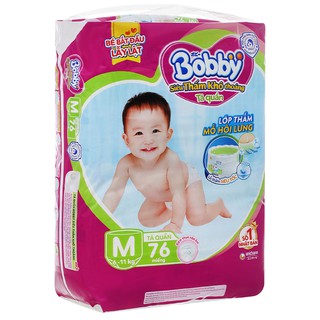 Tã Quần Bobby Siêu Thấm Khô Thoáng Size M76 (Lớp thấm mồ hôi lưng, cho bé 6-11kg)