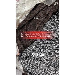 Vải tweed kẻ kim tuyến mềm đẹp ko ngứa 170k/2m khổ 1,5