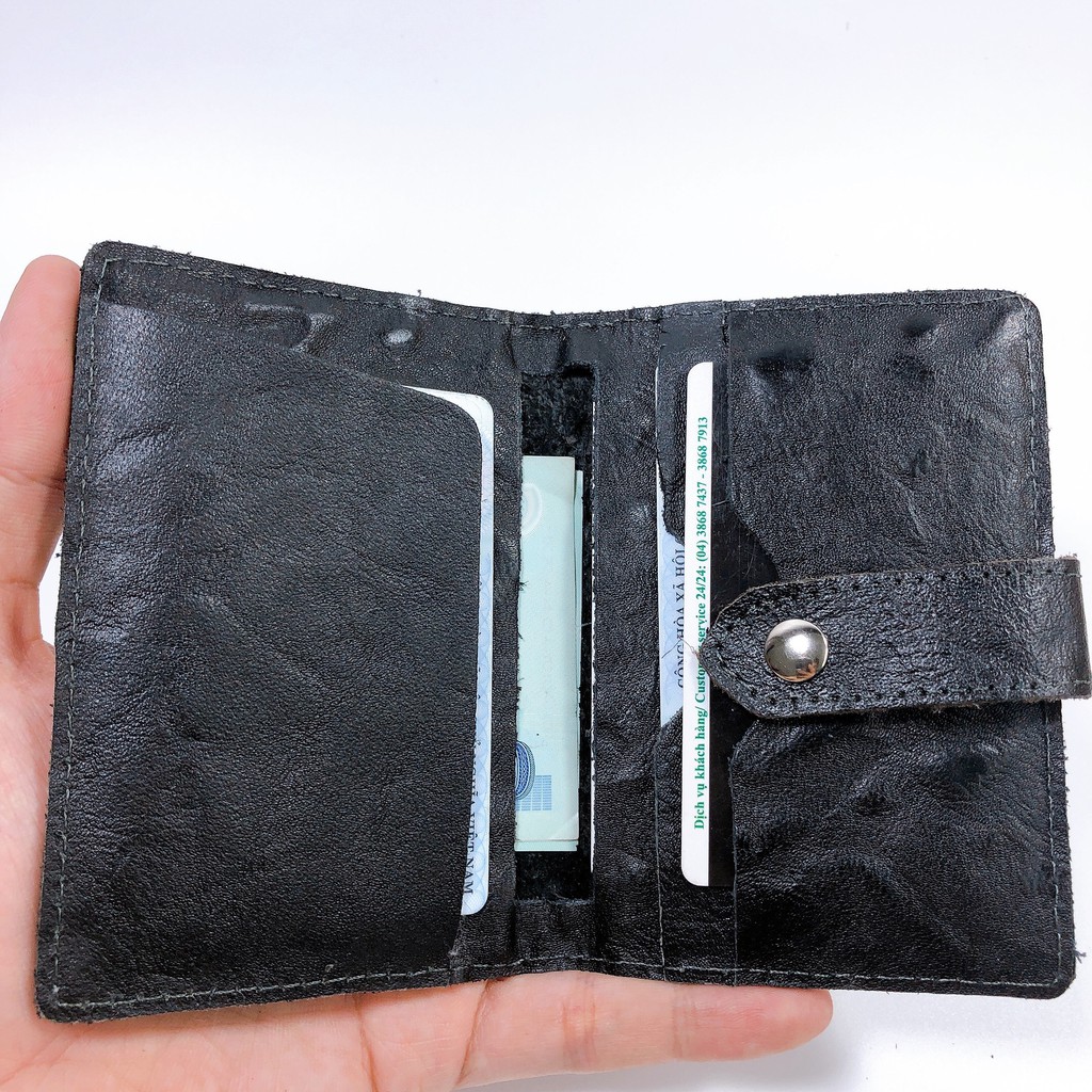 Ví Holder Card Da Bò Thật - Bóp Da Vân Sần Để Thẻ, Tiền Mặt - Ví Mini Cầm Tay Nhỏ Gọn - BH 24 Tháng