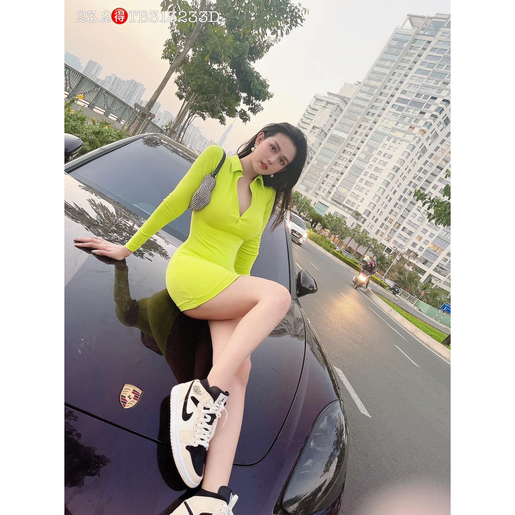 Váy BODY Trơn Tay Dài Eo Nữ |FREESHIP| Dáng Ôm Có Cổ Co Giãn Trắng /Hồng /Đen /Xanh.SIÊU QUYẾN RŨ