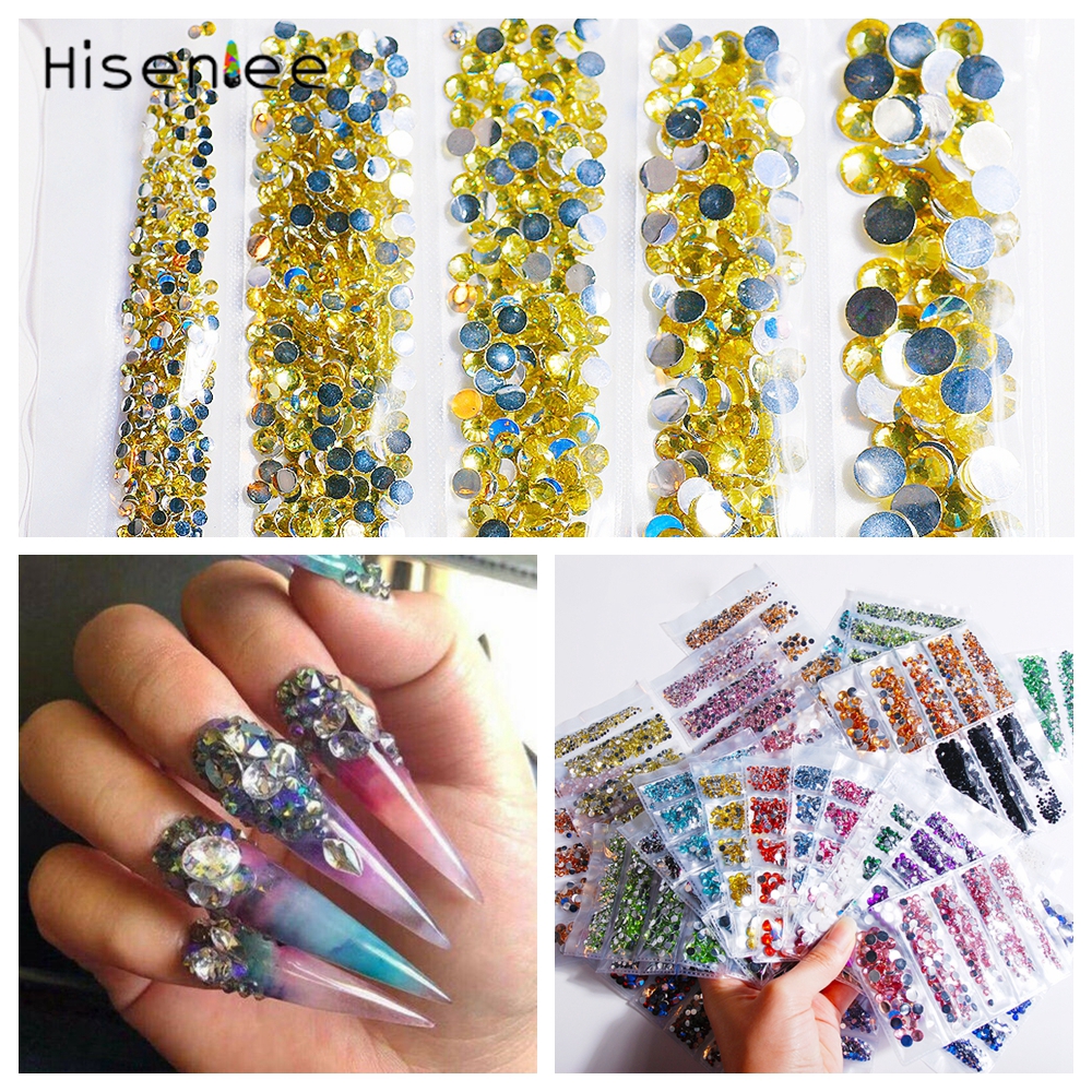 XIANSTORE 100Pcs 2-6mm Manicure DIY Decoration Nail Decals Flat Bottom 3D Glitter Nail