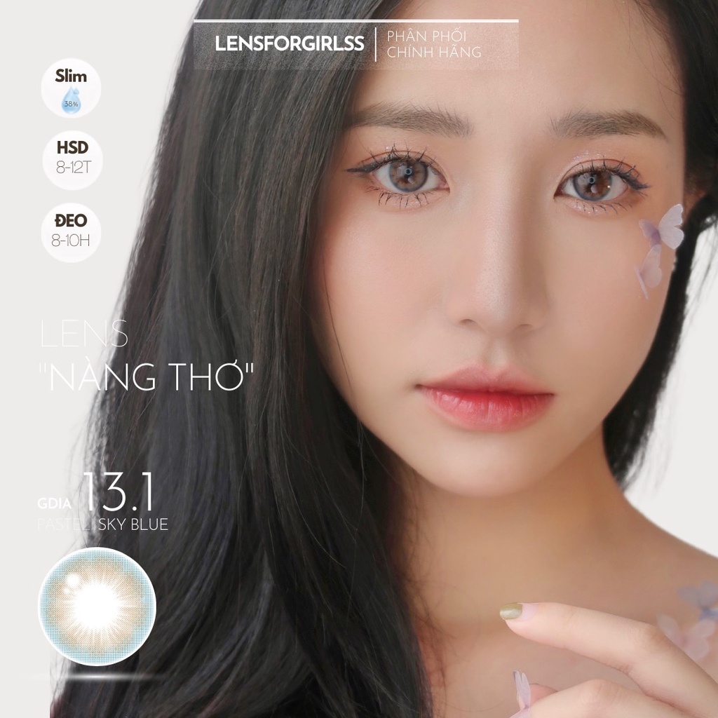 Kính áp tròng màu pastel PASTELI BLUE SKY chính hãng ISHA KOREA | Hsd 8-12 tháng | Lens cận