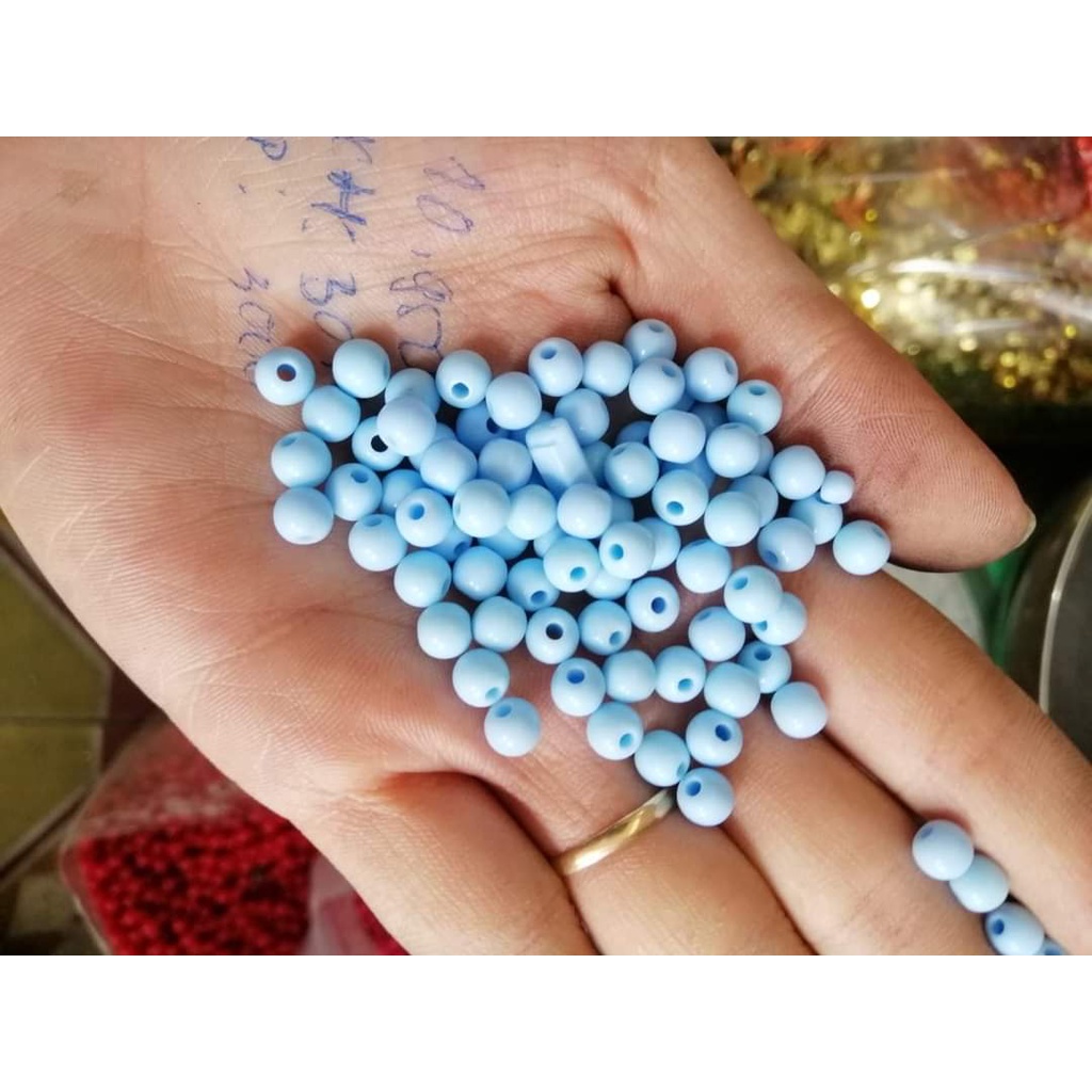 10gam hạt nhựa tròn size 6mm nhiều màu