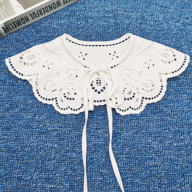 Vòng Cổ Giả Khăn Quàng Cổ Thêu Hoa Rỗng Buộc Dây Kiểu Vintage Cho Bạn Gái