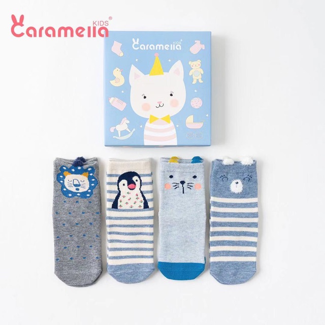 Tất vớ Caramella cho bé 0-24m hộp 4 đôi [ babyboo]