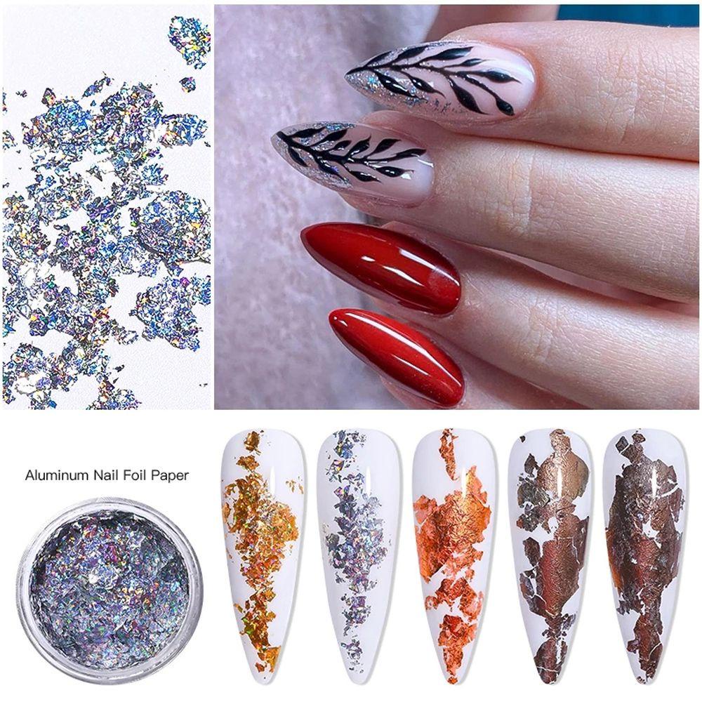 Phụ Kiện Trang Trí Móng Tay Nghệ Thuật QQMALL|Vòng Đeo Tay Nhiều Màu Sắc Dễ Thương Xinh Xắn|Miếng Dán Móng Tay 3D Bằng Nhôm Hình Chiếc Lá