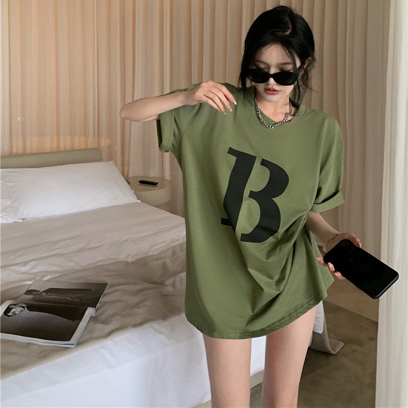 Áo Thun Tay Ngắn Dáng Rộng In Chữ Đơn Giản Trẻ Trung Hợp Thời Trang