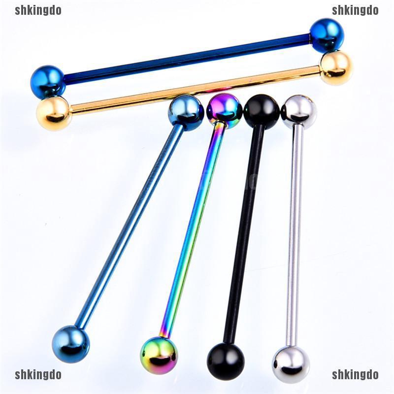 Xỏ khuyên vành tai dạng thanh hai đầu bi bằng thép y tế thời trang và cá tính